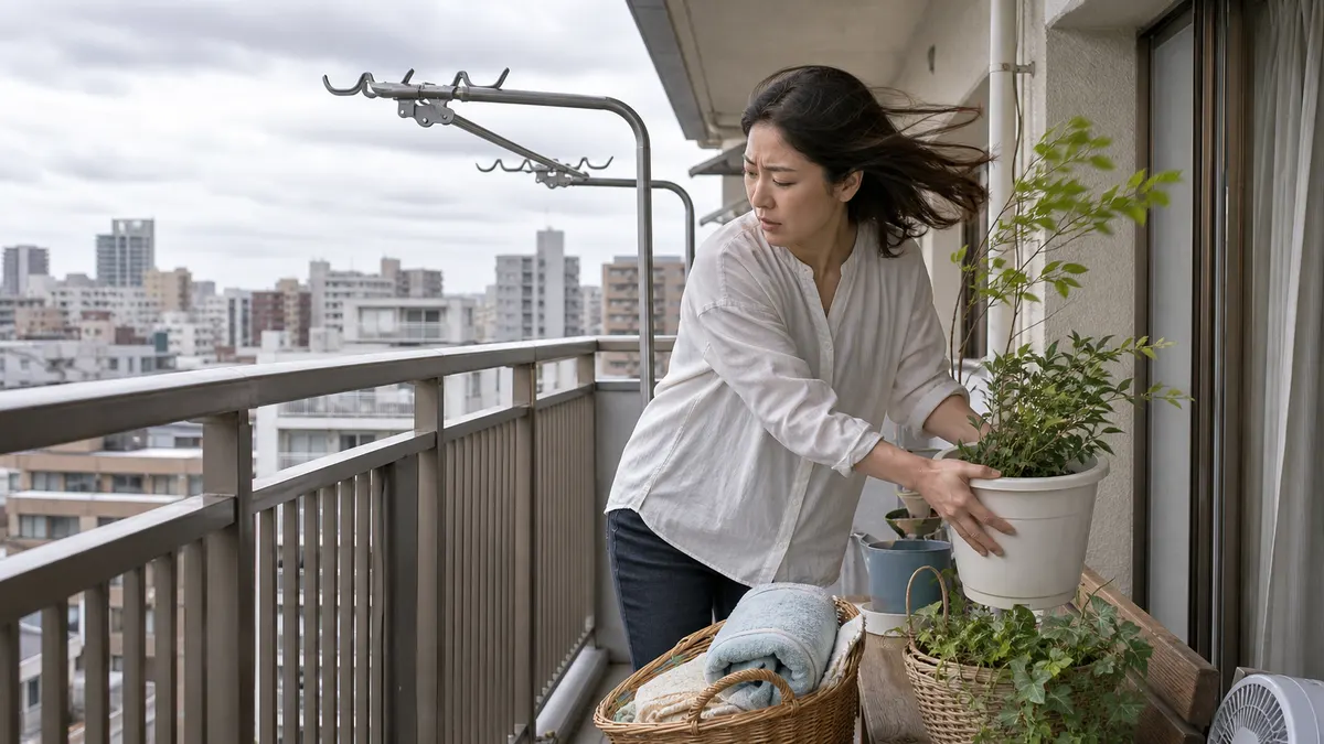 ベランダの物が落ちそう