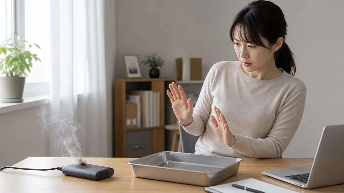 モバイルバッテリーが発熱・発煙した