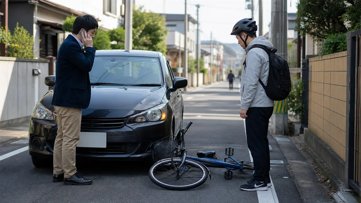 自転車と車が接触した