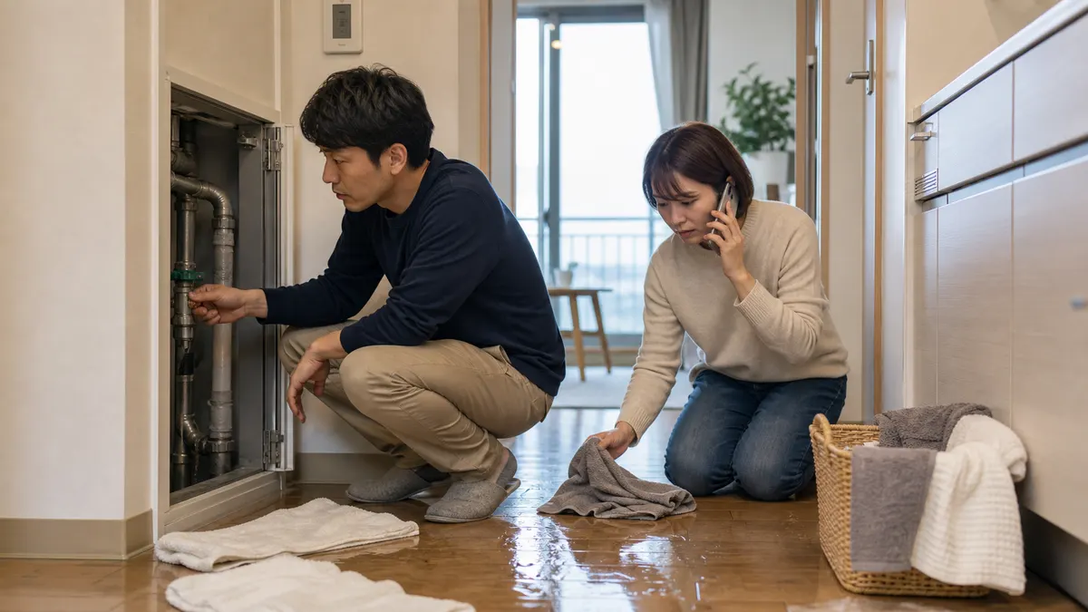 家の中で水道管が破裂した