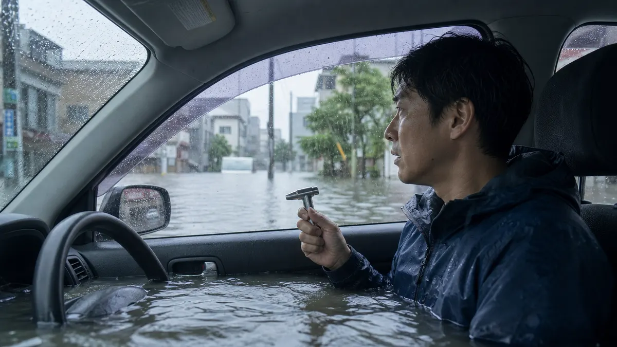 車が水没し始めた