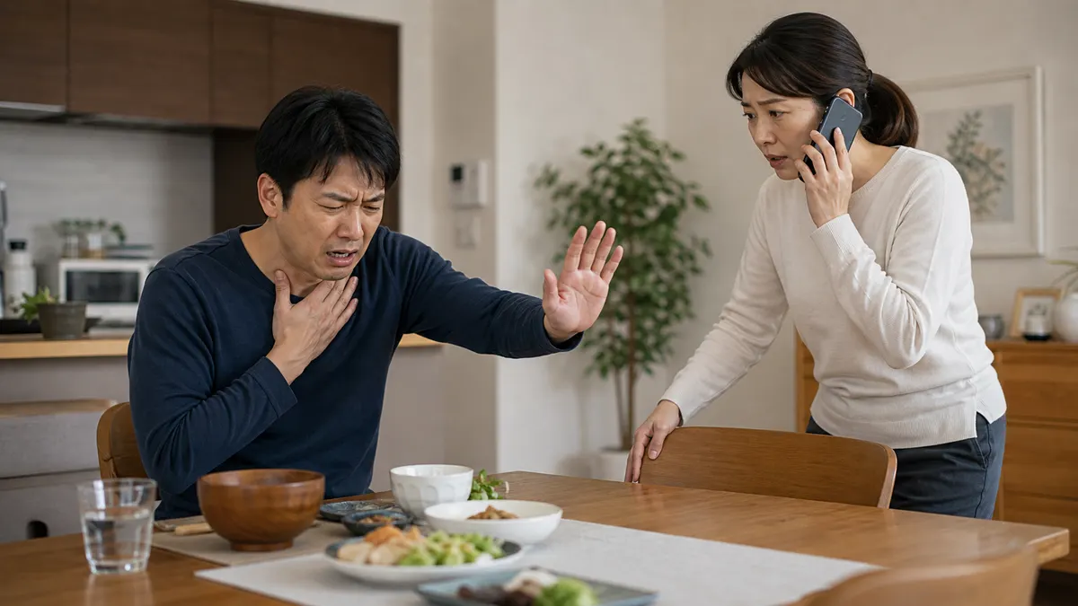 喉に食べ物を詰まらせた