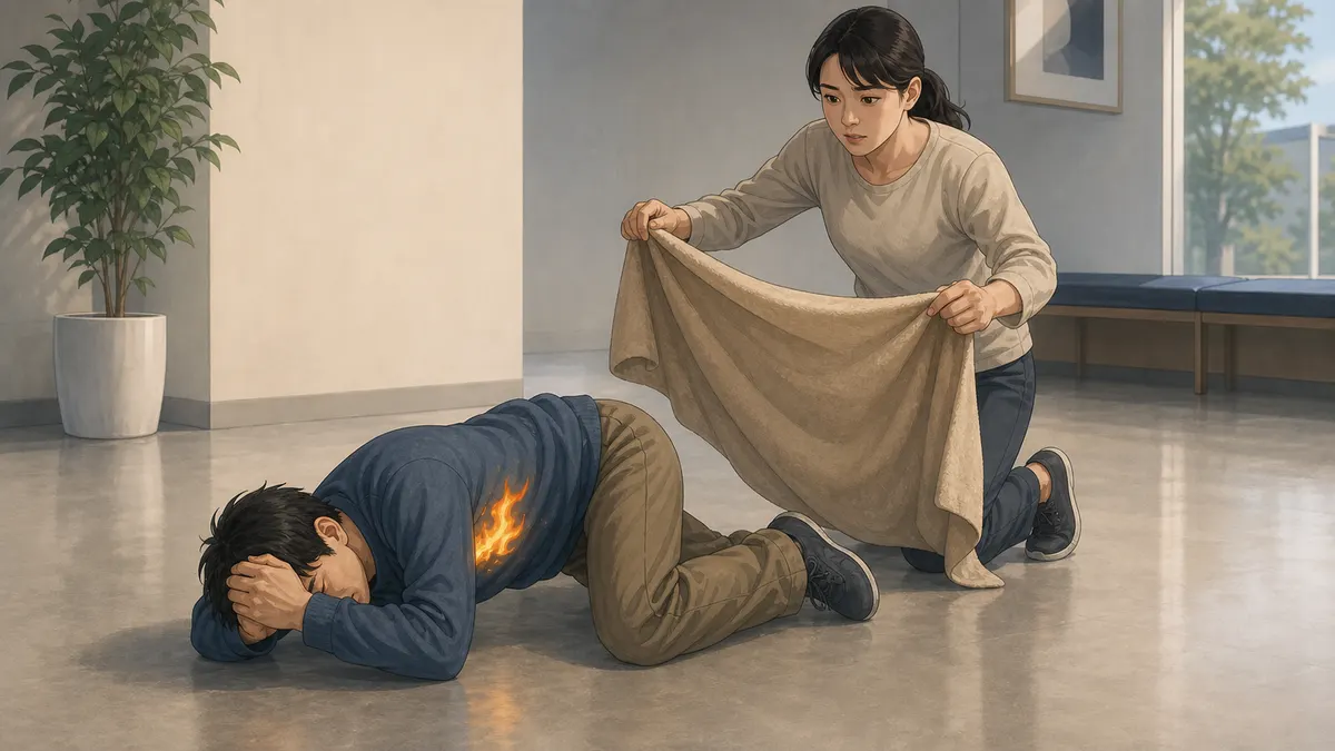 服に火が燃え移った