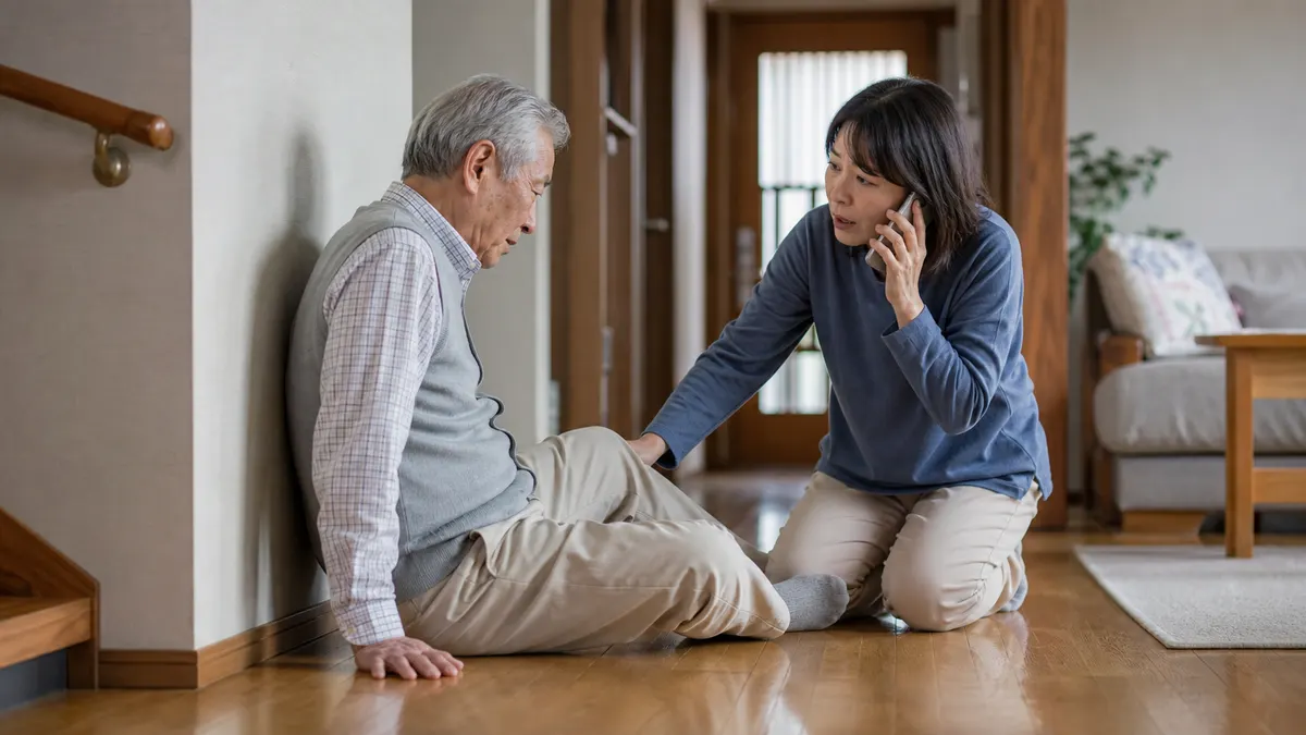 高齢者が転んで立てない