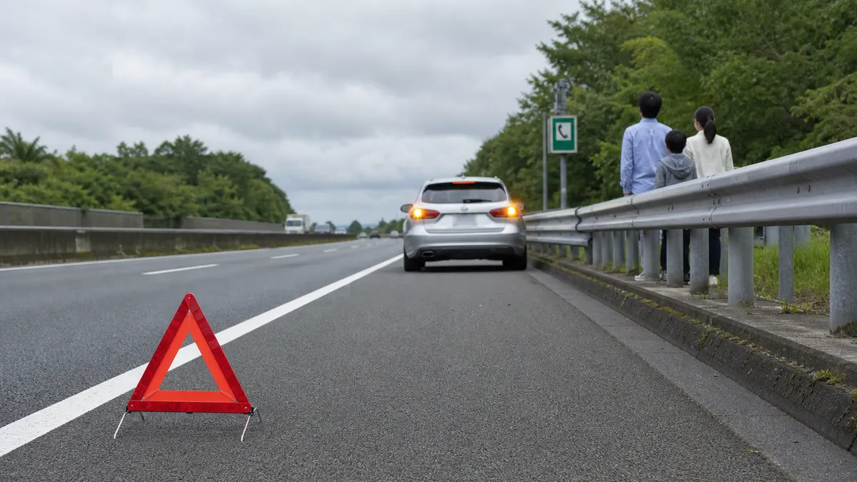 高速道路で車が故障した