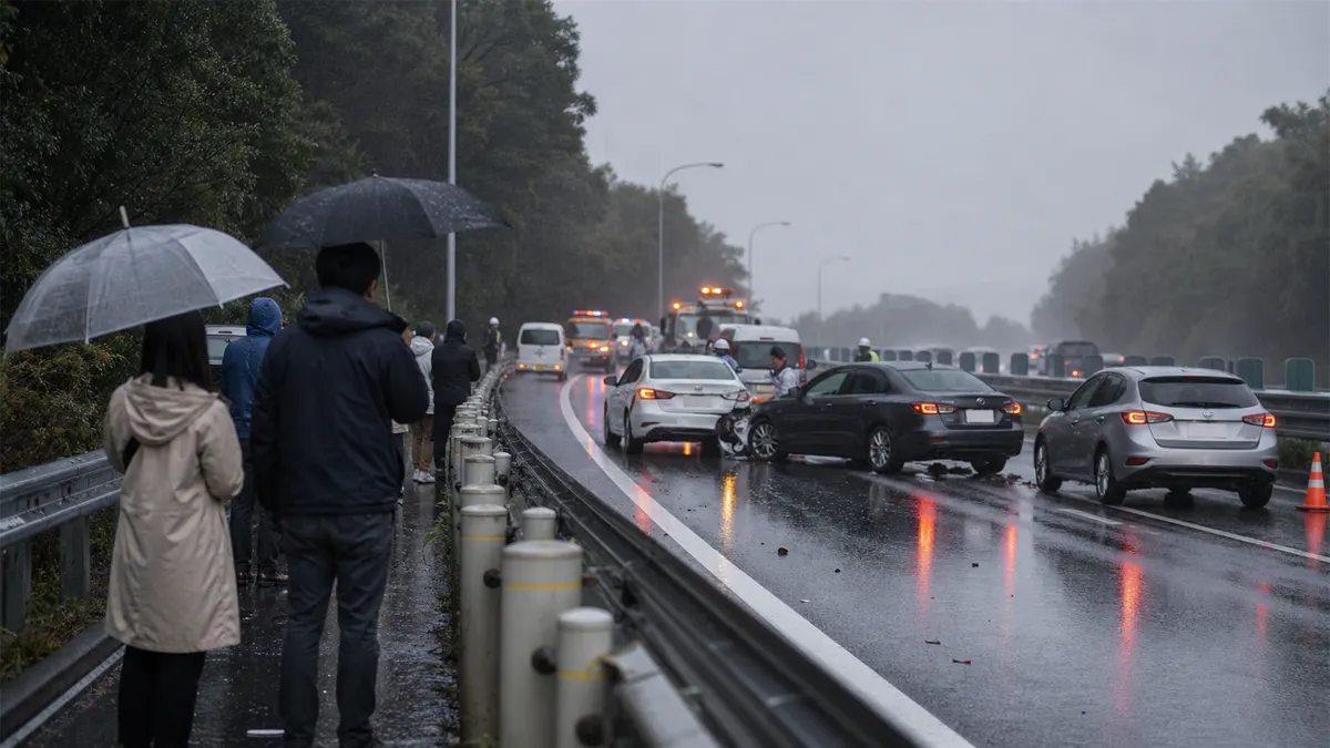 高速道路で多重事故が発生した