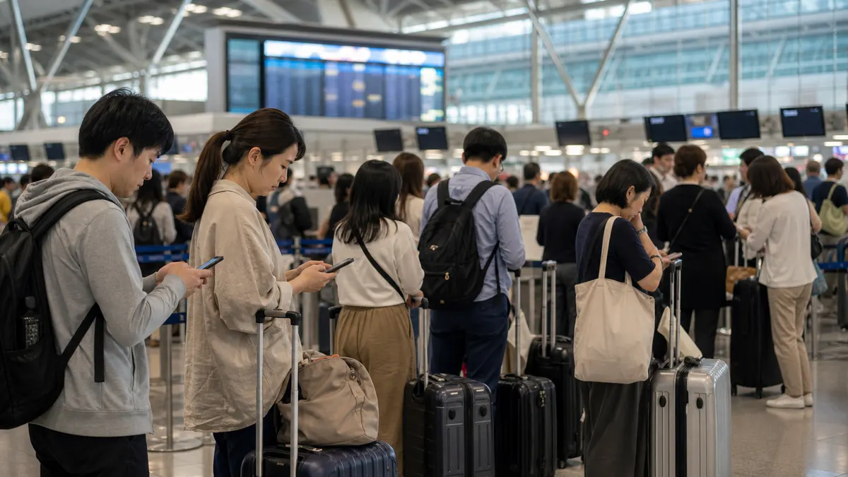 飛行機が欠航して空港で足止めされた