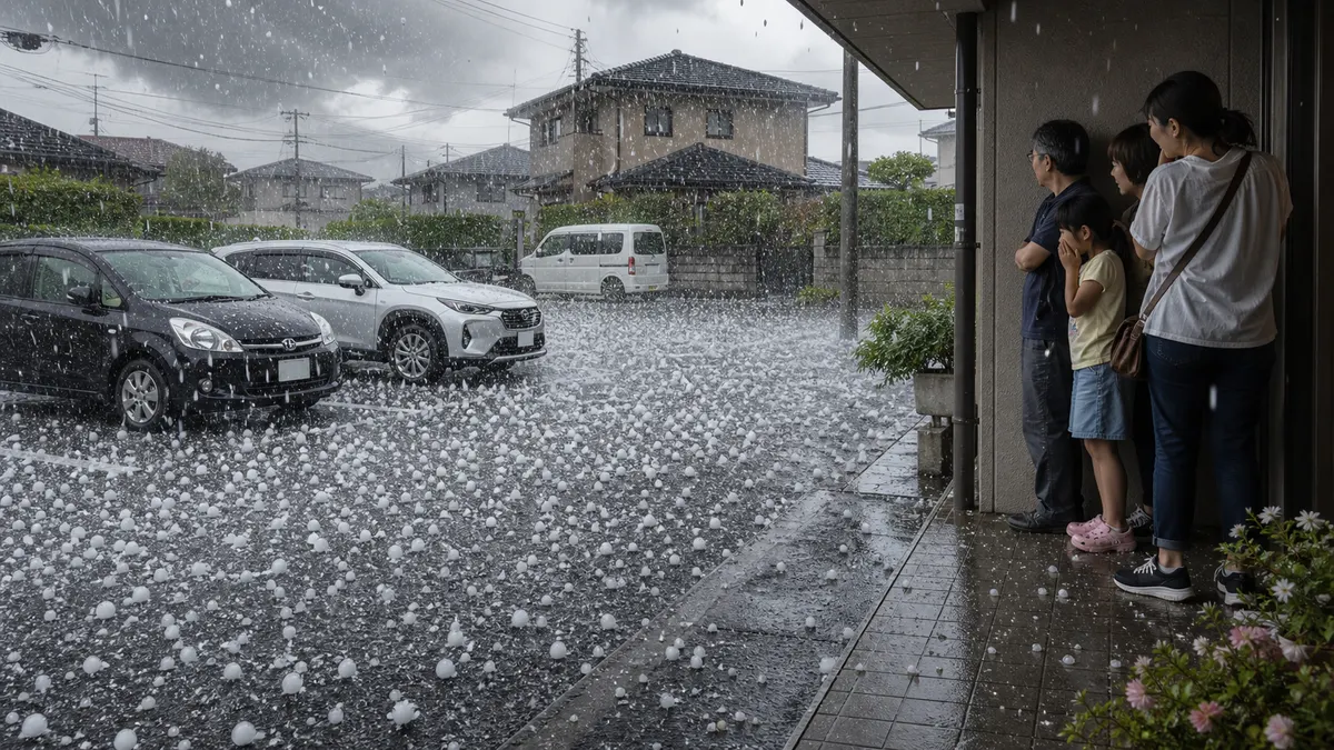 大きな雹が降ってきた