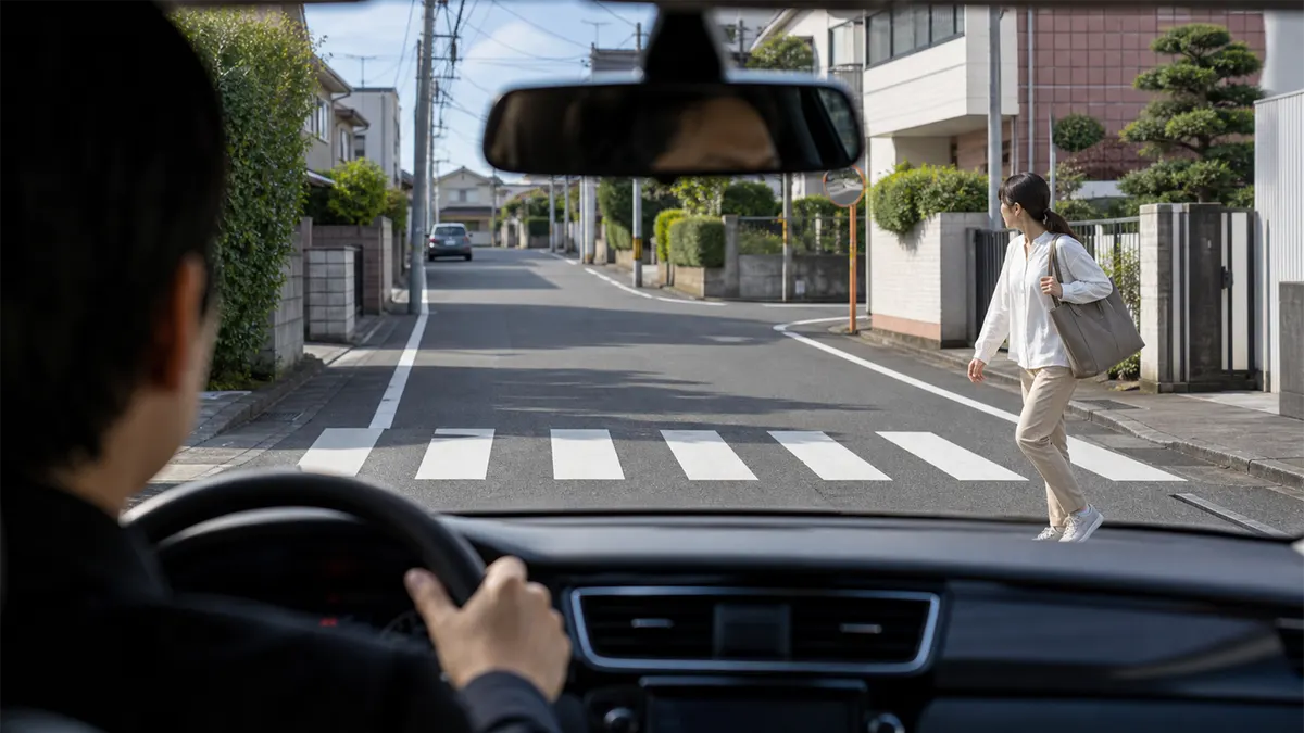 歩行者が急に道路へ出てきた