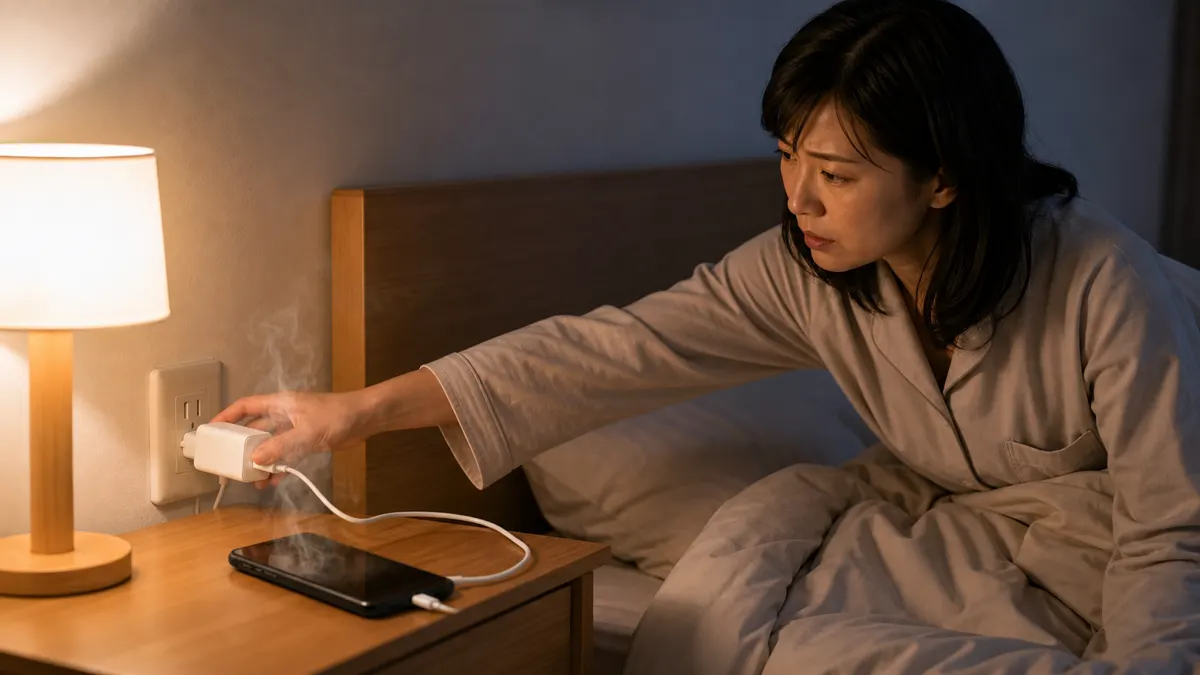 スマホ充電器が発熱した