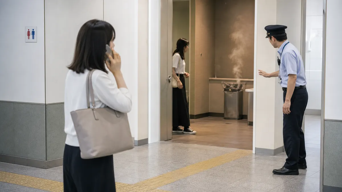 公共施設のごみ箱から煙が出た