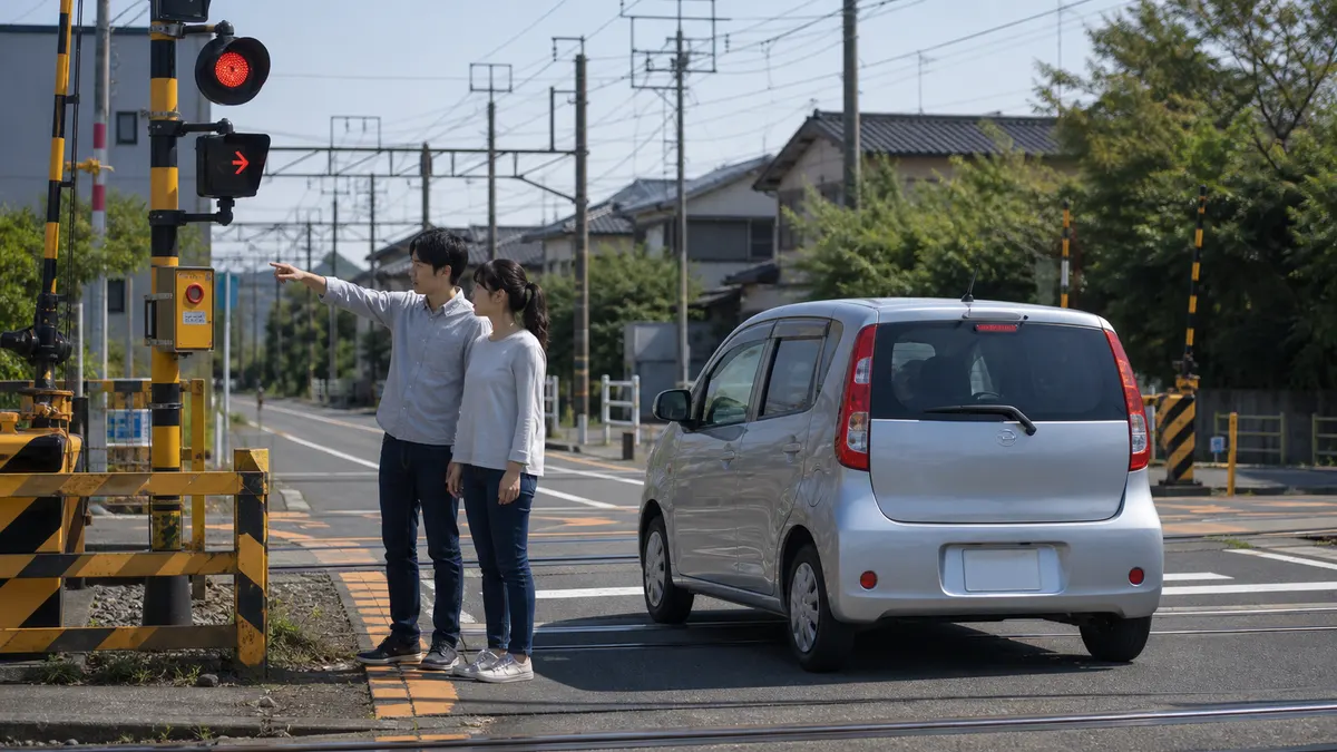 踏切内で車が動かなくなった