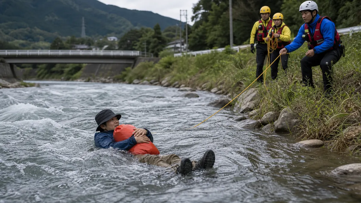 川で流された