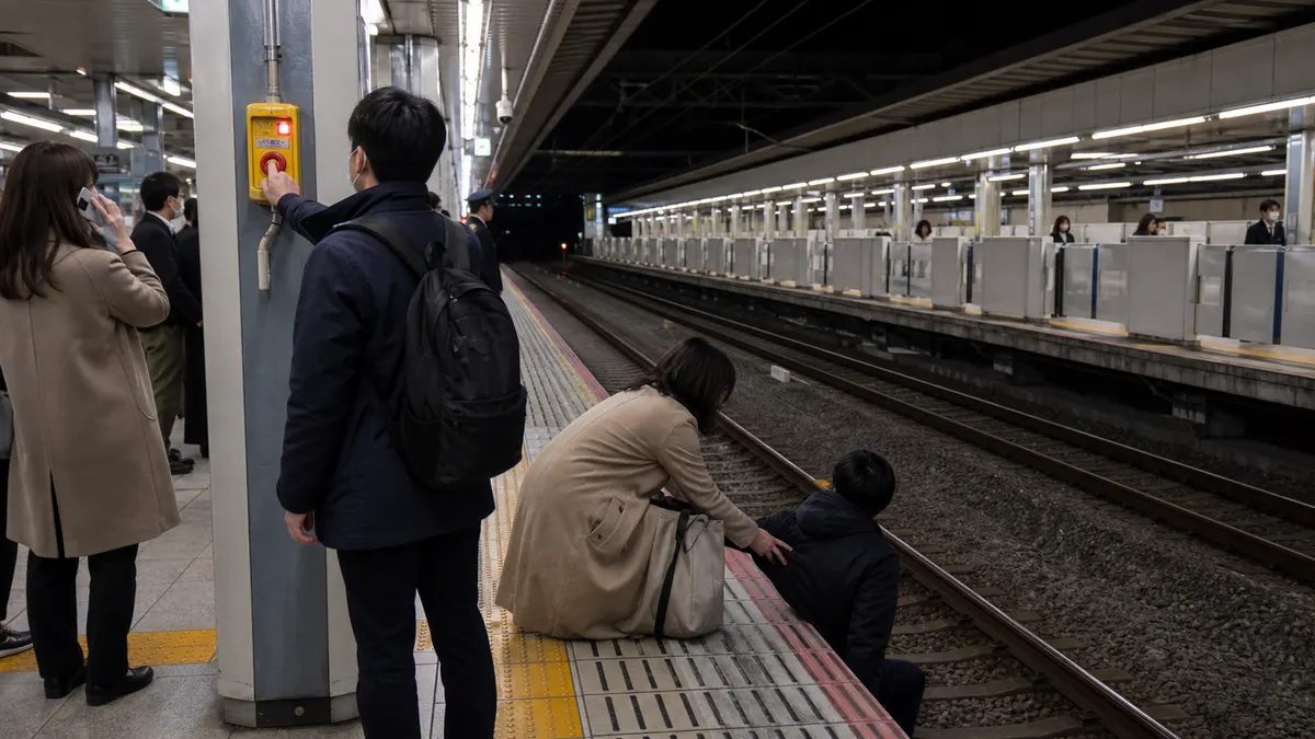 駅ホームから線路に転落した人を見た