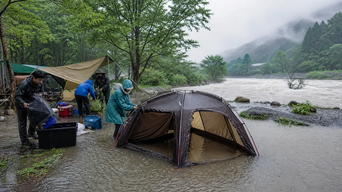 登山道の橋が流されていた